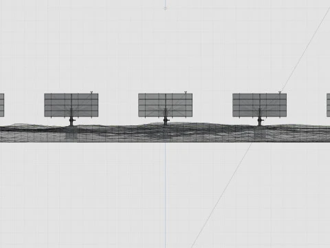 48 kW Solar Tracker Pole-2x4 Panel Layout-SOLAR-SIM V01 3D Model