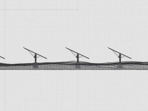 48 kW Solar Tracker Pole-2x4 Panel Layout-SOLAR-SIM V01 3D Model