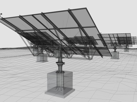 48 kW Solar Tracker Pole-2x4 Panel Layout-SOLAR-SIM V01 3D Model