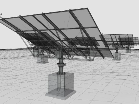 48 kW Solar Tracker Pole-2x4 Panel Layout-SOLAR-SIM V01 3D Model
