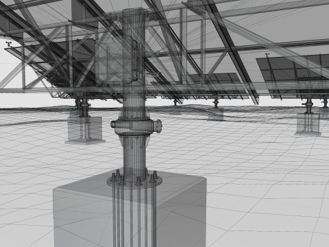 48 kW Solar Tracker Pole-2x4 Panel Layout-SOLAR-SIM V01 3D Model