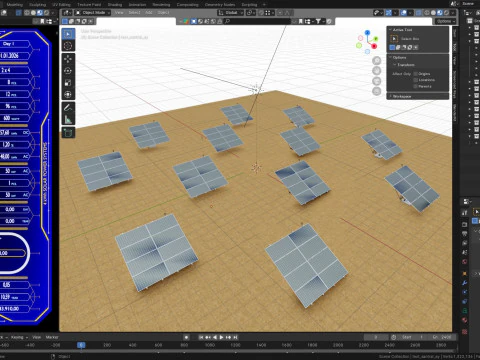 48 kW Solar Tracker Pole-2x4 Panel Layout-SOLAR-SIM V01 3D Model
