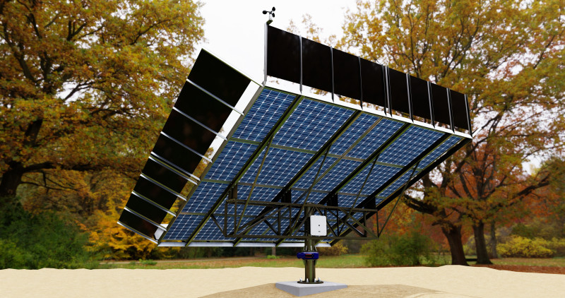 Solar Tracker Pole-2x4 Panel Layout-SOLAR-SIM V01-Mirror Supported 3D 模型 .c4d .max .obj .3ds .fbx .stl .blend