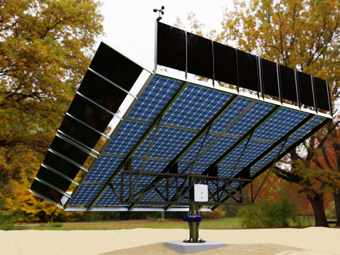 Solar Tracker Pole-2x4 Panel Layout-SOLAR-SIM V01-Mirror Supported 3D 模型