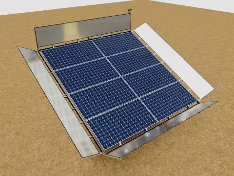 Solar Tracker Pole-2x4 Panel Layout-SOLAR-SIM V01-Mirror Supported 3D 模型