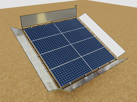 Solar Tracker Pole-2x4 Panel Layout-SOLAR-SIM V01-Mirror Supported 3D Model