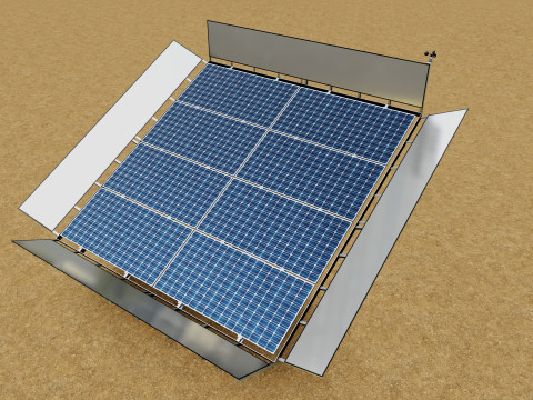 Solar Tracker Pole-2x4 Panel Layout-SOLAR-SIM V01-Mirror Supported 3D 模型