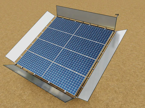 Solar Tracker Pole-2x4 Panel Layout-SOLAR-SIM V01-Mirror Supported 3D Model