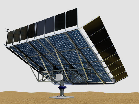 Solar Tracker Pole-2x4 Panel Layout-SOLAR-SIM V01-Mirror Supported 3D 模型