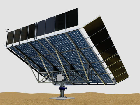 Solar Tracker Pole-2x4 Panel Layout-SOLAR-SIM V01-Mirror Supported 3D Model