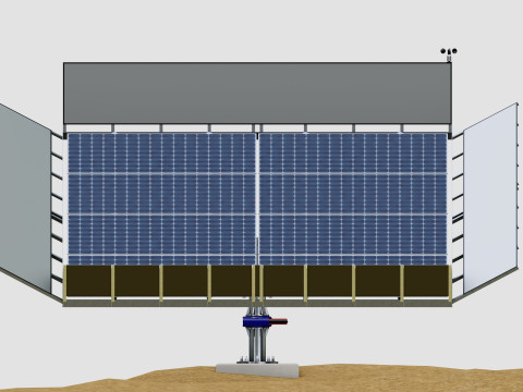 Solar Tracker Pole-2x4 Panel Layout-SOLAR-SIM V01-Mirror Supported 3D 模型