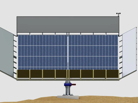 Solar Tracker Pole-2x4 Panel Layout-SOLAR-SIM V01-Mirror Supported 3D Model
