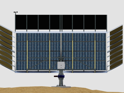 Solar Tracker Pole-2x4 Panel Layout-SOLAR-SIM V01-Mirror Supported 3D 模型
