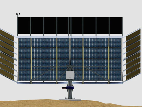 Solar Tracker Pole-2x4 Panel Layout-SOLAR-SIM V01-Mirror Supported 3D Model