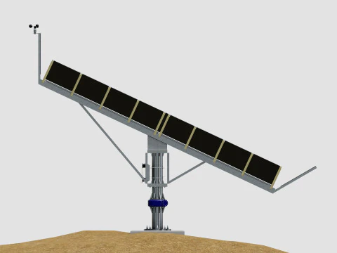 Solar Tracker Pole-2x4 Panel Layout-SOLAR-SIM V01-Mirror Supported 3D Model