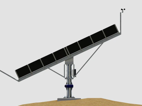 Solar Tracker Pole-2x4 Panel Layout-SOLAR-SIM V01-Mirror Supported 3D Model