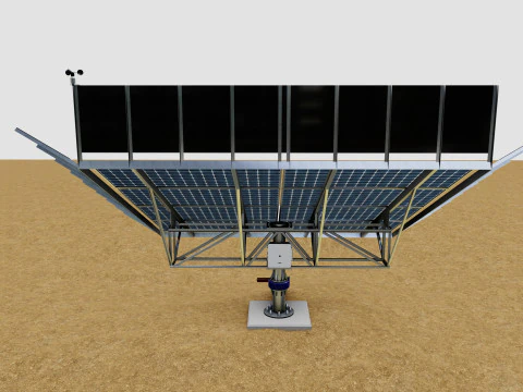 Solar Tracker Pole-2x4 Panel Layout-SOLAR-SIM V01-Mirror Supported 3D Model