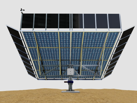 Solar Tracker Pole-2x4 Panel Layout-SOLAR-SIM V01-Mirror Supported 3D 模型