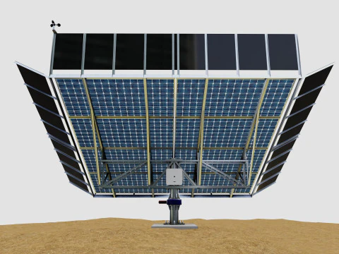 Solar Tracker Pole-2x4 Panel Layout-SOLAR-SIM V01-Mirror Supported 3D Model