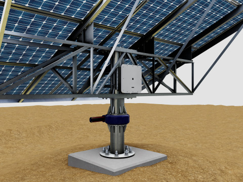 Solar Tracker Pole-2x4 Panel Layout-SOLAR-SIM V01-Mirror Supported 3D 模型