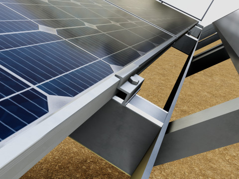 Solar Tracker Pole-2x4 Panel Layout-SOLAR-SIM V01-Mirror Supported 3D 模型