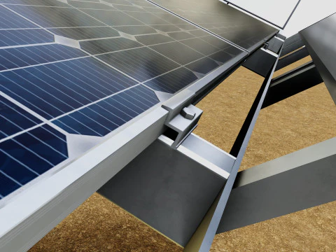 Solar Tracker Pole-2x4 Panel Layout-SOLAR-SIM V01-Mirror Supported 3D Model