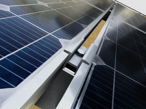 Solar Tracker Pole-2x4 Panel Layout-SOLAR-SIM V01-Mirror Supported 3D 模型