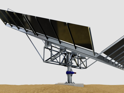 Solar Tracker Pole-2x4 Panel Layout-SOLAR-SIM V01-Mirror Supported 3D 模型