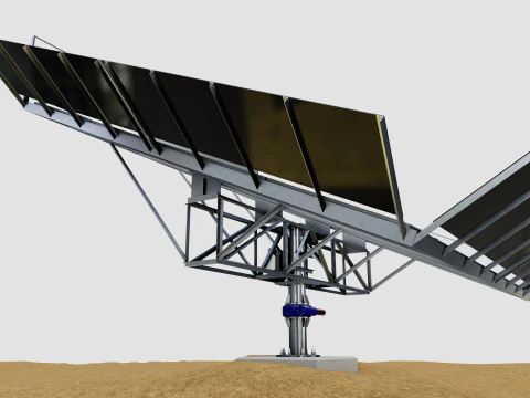 Solar Tracker Pole-2x4 Panel Layout-SOLAR-SIM V01-Mirror Supported 3D Model