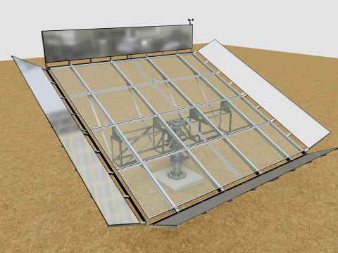 Solar Tracker Pole-2x4 Panel Layout-SOLAR-SIM V01-Mirror Supported 3D Model