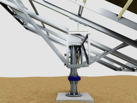 Solar Tracker Pole-2x4 Panel Layout-SOLAR-SIM V01-Mirror Supported 3D 模型