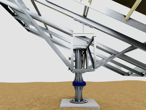 Solar Tracker Pole-2x4 Panel Layout-SOLAR-SIM V01-Mirror Supported 3D Model