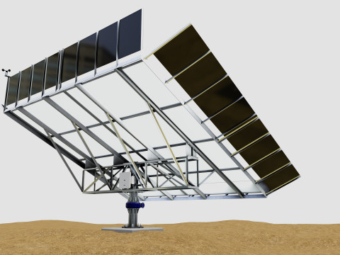 Solar Tracker Pole-2x4 Panel Layout-SOLAR-SIM V01-Mirror Supported 3D 模型