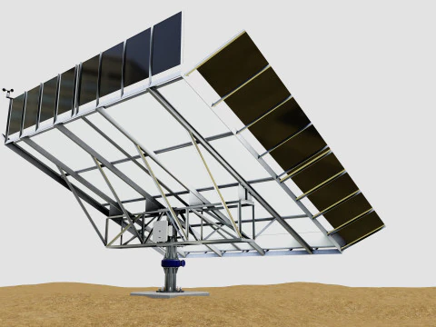 Solar Tracker Pole-2x4 Panel Layout-SOLAR-SIM V01-Mirror Supported 3D Model