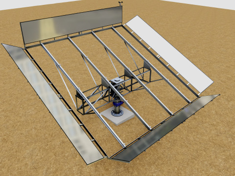 Solar Tracker Pole-2x4 Panel Layout-SOLAR-SIM V01-Mirror Supported 3D 模型