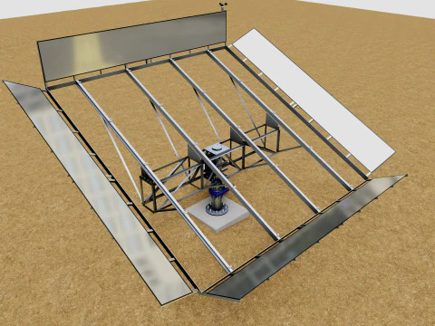 Solar Tracker Pole-2x4 Panel Layout-SOLAR-SIM V01-Mirror Supported 3D Model