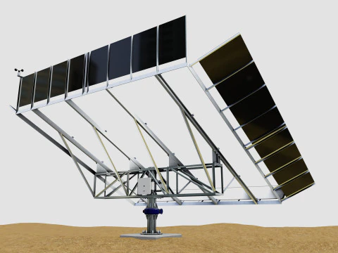 Solar Tracker Pole-2x4 Panel Layout-SOLAR-SIM V01-Mirror Supported 3D Model