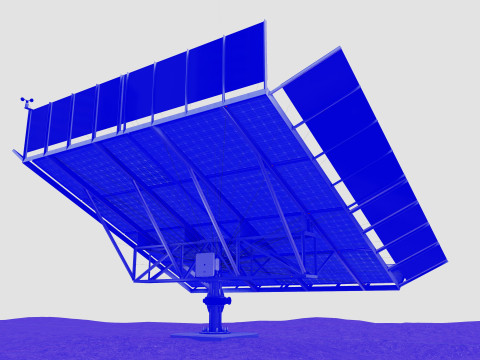 Solar Tracker Pole-2x4 Panel Layout-SOLAR-SIM V01-Mirror Supported 3D 模型