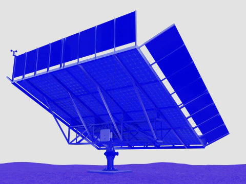 Solar Tracker Pole-2x4 Panel Layout-SOLAR-SIM V01-Mirror Supported 3D Model