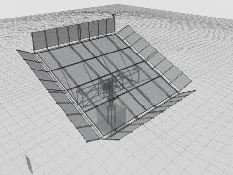 Solar Tracker Pole-2x4 Panel Layout-SOLAR-SIM V01-Mirror Supported 3D Model