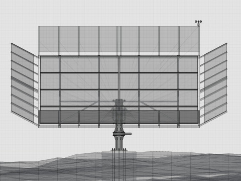 Solar Tracker Pole-2x4 Panel Layout-SOLAR-SIM V01-Mirror Supported 3D 模型