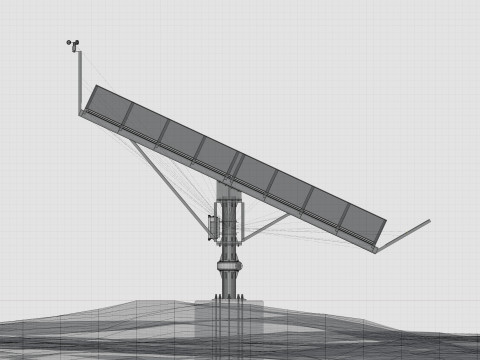 Solar Tracker Pole-2x4 Panel Layout-SOLAR-SIM V01-Mirror Supported 3D 模型