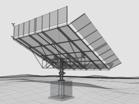Solar Tracker Pole-2x4 Panel Layout-SOLAR-SIM V01-Mirror Supported 3D 模型