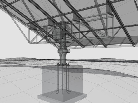 Solar Tracker Pole-2x4 Panel Layout-SOLAR-SIM V01-Mirror Supported 3D 模型