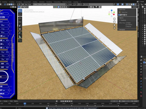 Solar Tracker Pole-2x4 Panel Layout-SOLAR-SIM V01-Mirror Supported 3D Model