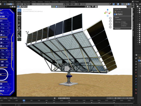 Solar Tracker Pole-2x4 Panel Layout-SOLAR-SIM V01-Mirror Supported 3D Model