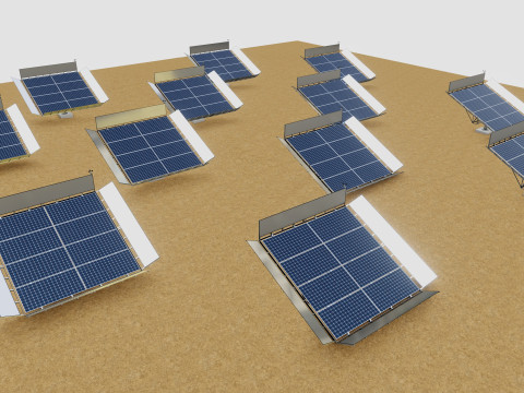 48 kW Solar Tracker-2x4 Panel Layout-SOLAR-SIM V01-Mirror Supported Modèle 3D