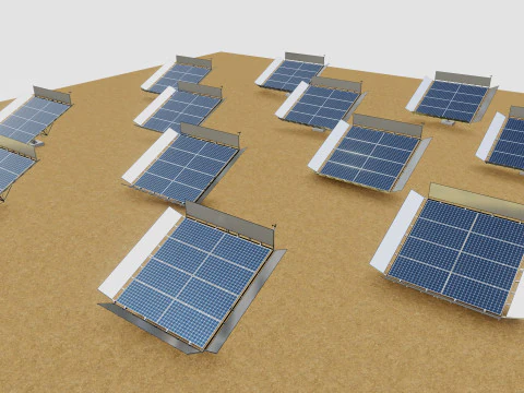 48 kW Solar Tracker-2x4 Panel D&uuml;zeni-SOLAR-SIM V01-Ayna Destekli 3D Model