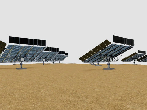 48 kW Solar Tracker-2x4 Panel D&uuml;zeni-SOLAR-SIM V01-Ayna Destekli 3D Model