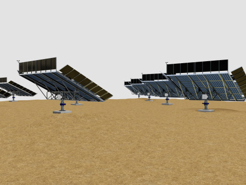 48 kW Solar Tracker-2x4 Panel Layout-SOLAR-SIM V01-Mirror Supported Modèle 3D